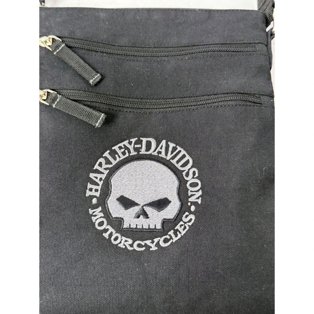 Harley-Davidson Willie G Skull Black Canvas Crossbody Bag Adjustable Strap